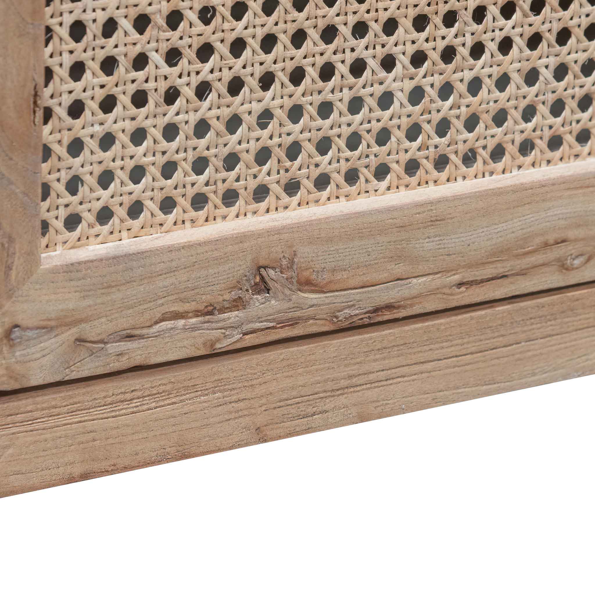 2m TV Entertainment Unit - Natural with Rattan Doors