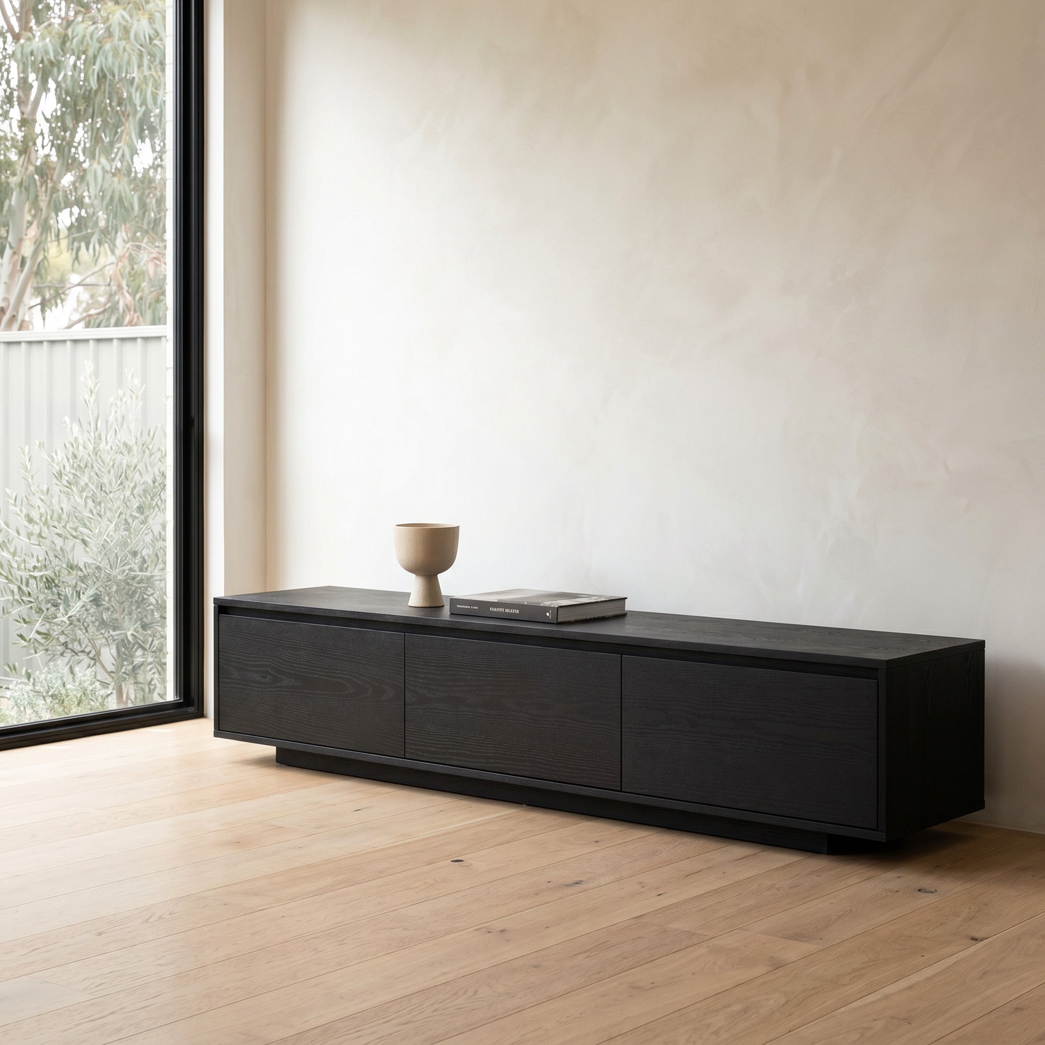 CTV6753-BB-V2 2.3m Wooden Entertainment Unit - Full Black