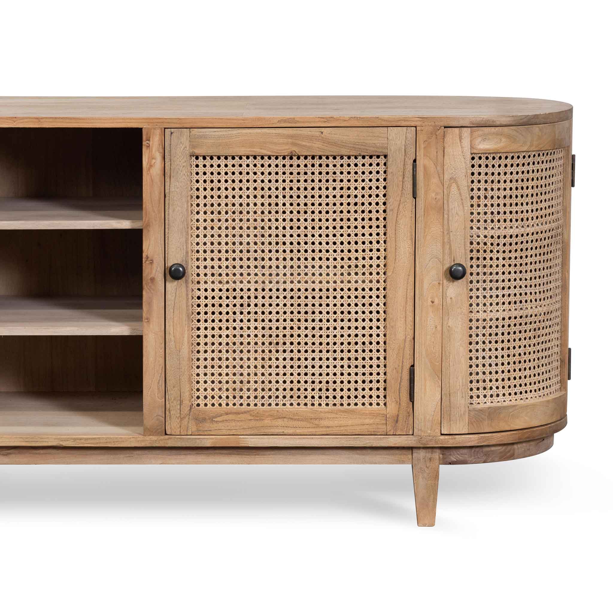 Obrien 2.1m Sideboard Unit - Natural with Rattan Doors