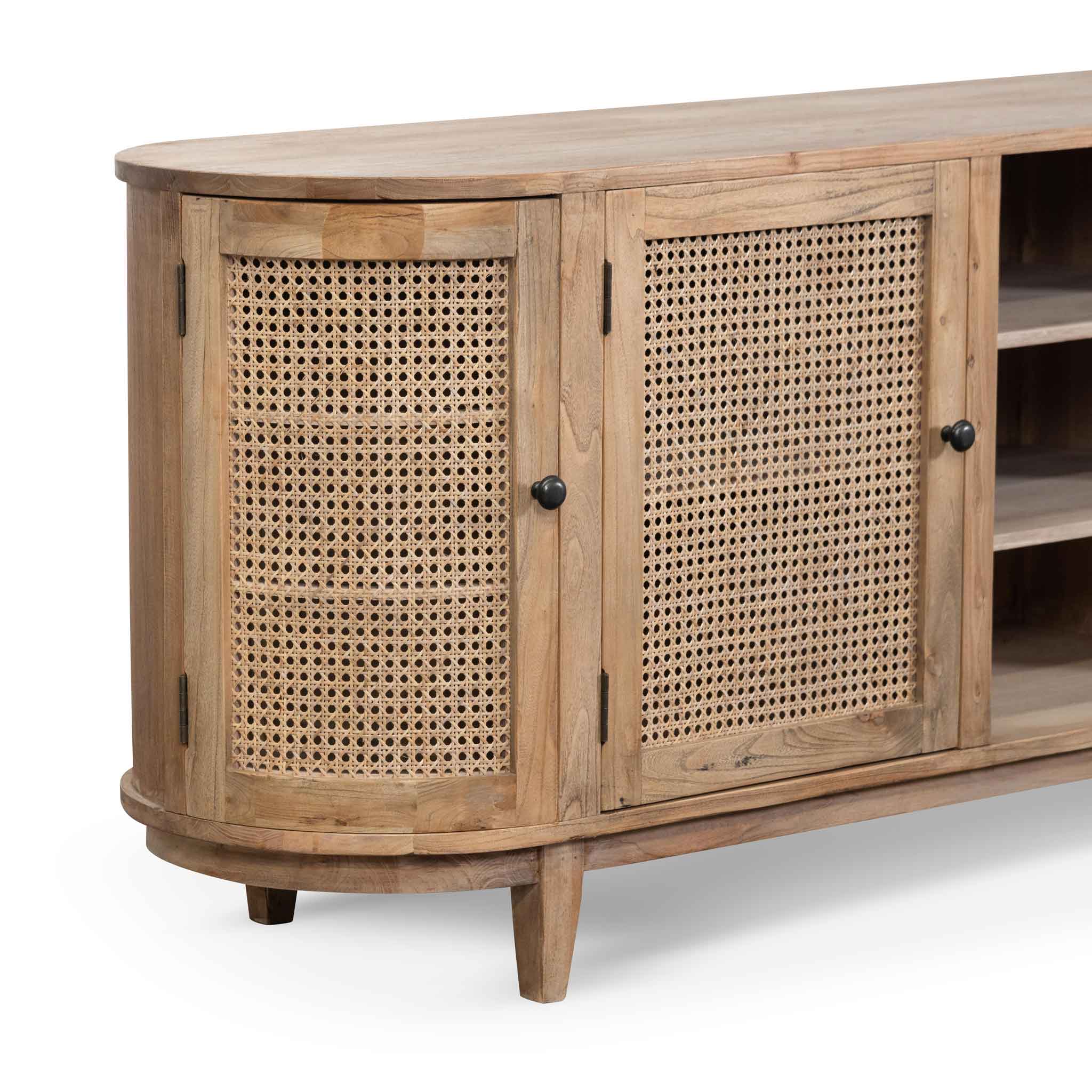 Obrien 2.1m Sideboard Unit - Natural with Rattan Doors