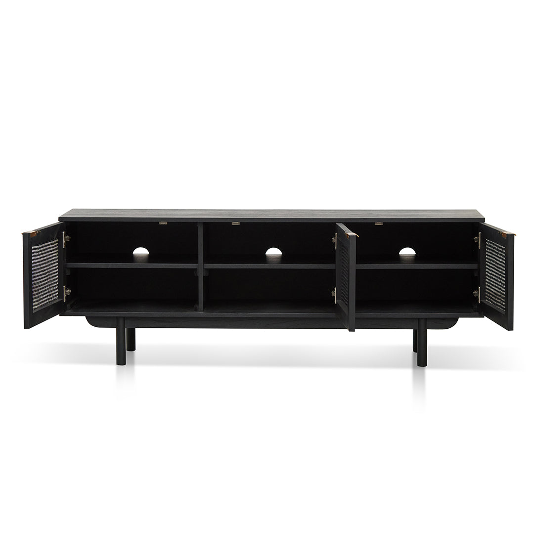 1.7m ELM Black Entertainment TV - Natural Rattan Door - image 3