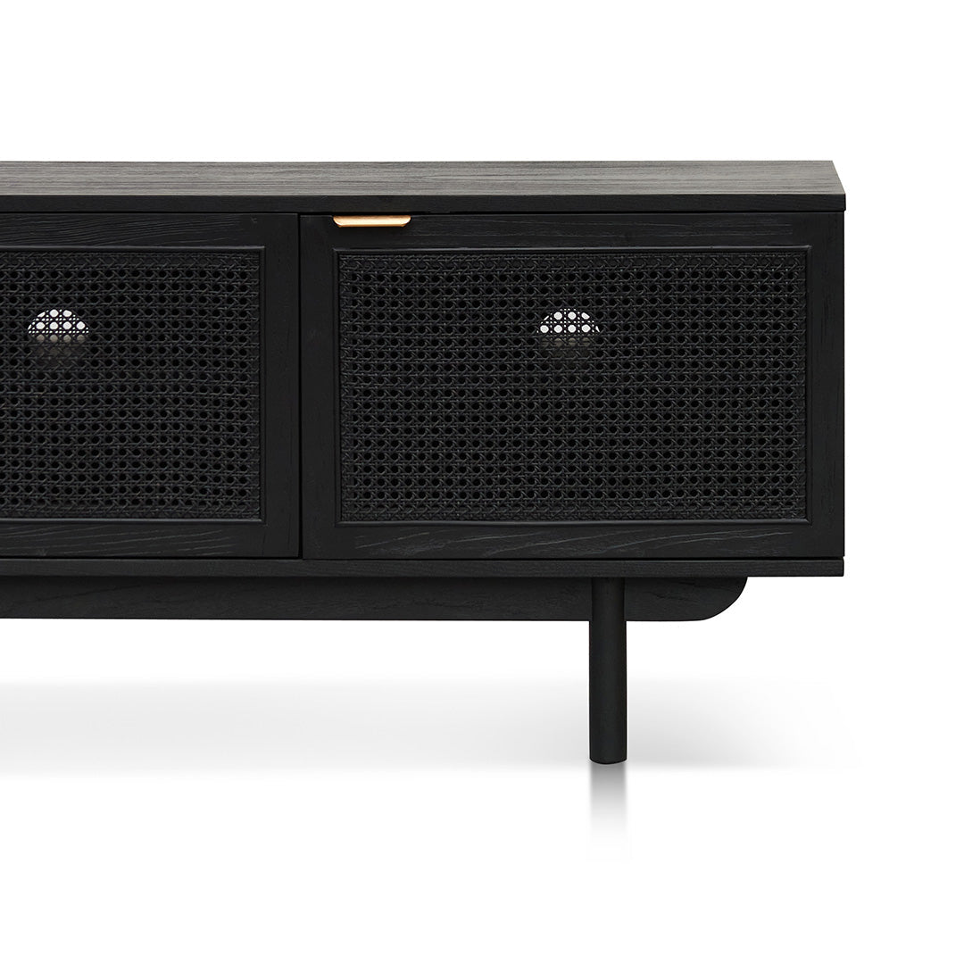 1.7m ELM Black Entertainment TV - Natural Rattan Door - image 5