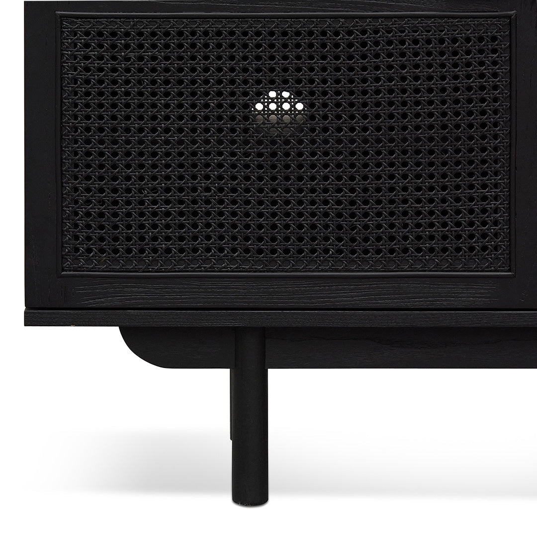1.7m ELM Black Entertainment TV - Natural Rattan Door - image 6