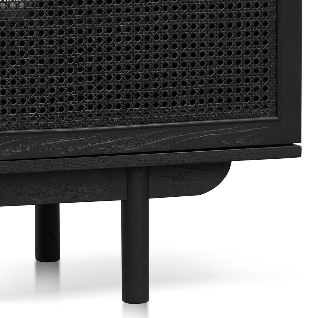 1.7m ELM Black Entertainment TV - Natural Rattan Door - image 8
