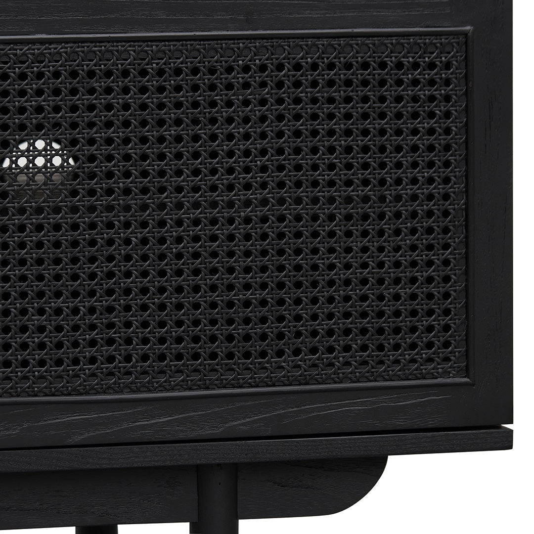 1.7m ELM Black Entertainment TV - Natural Rattan Door - image 7