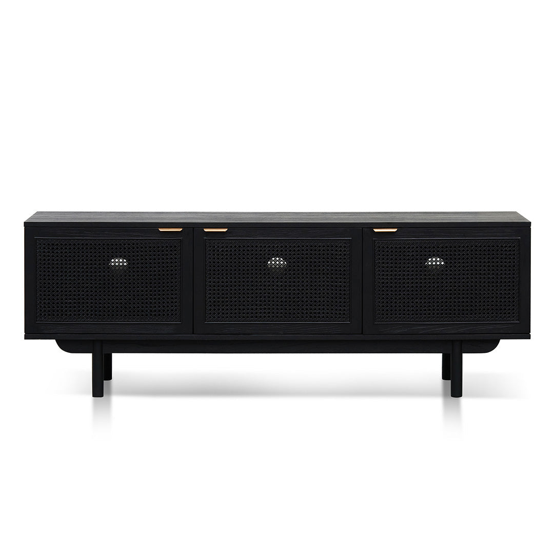 1.7m ELM Black Entertainment TV - Natural Rattan Door - image 2