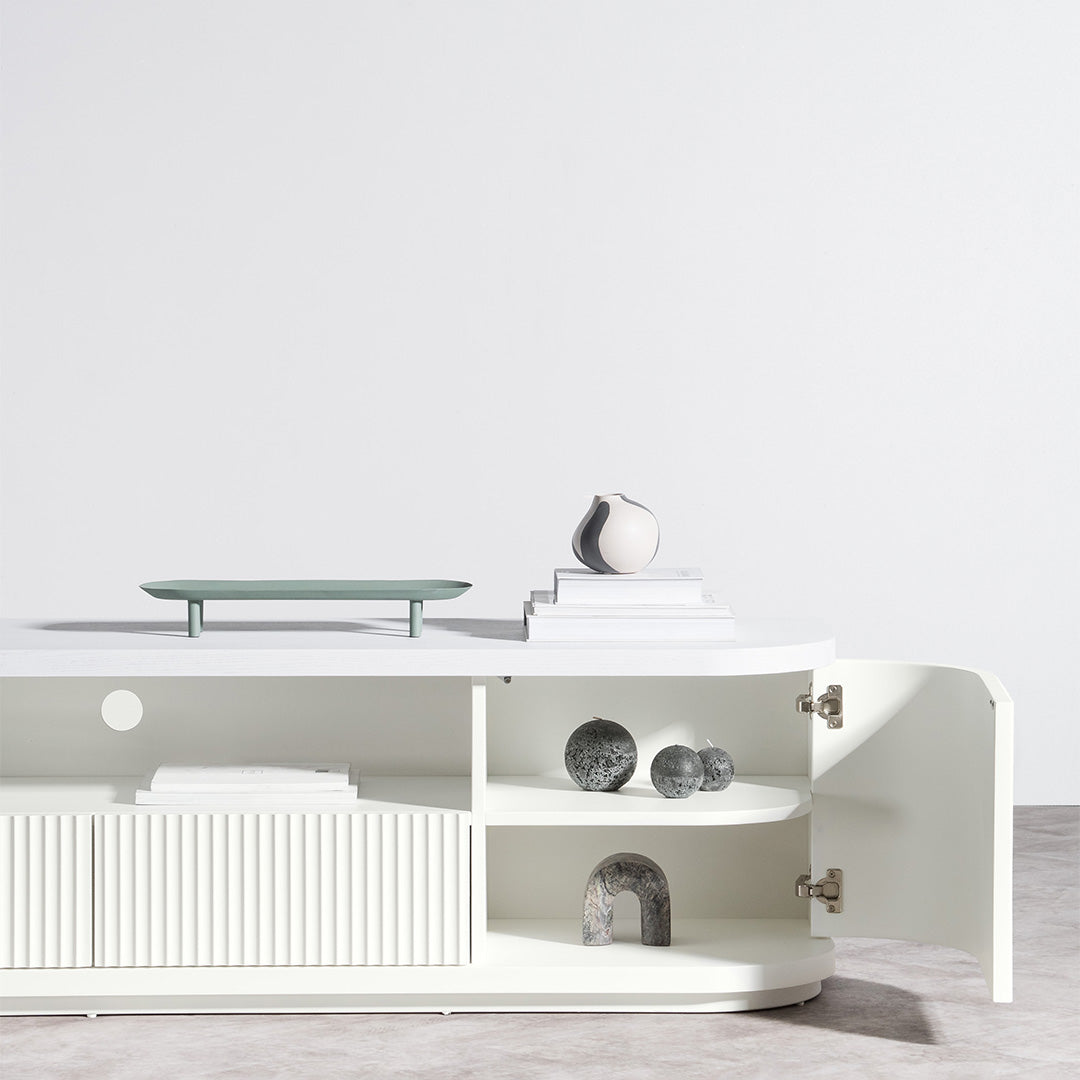 Vignir 2m Veneer Top Entertainment TV Unit - Two Tone White