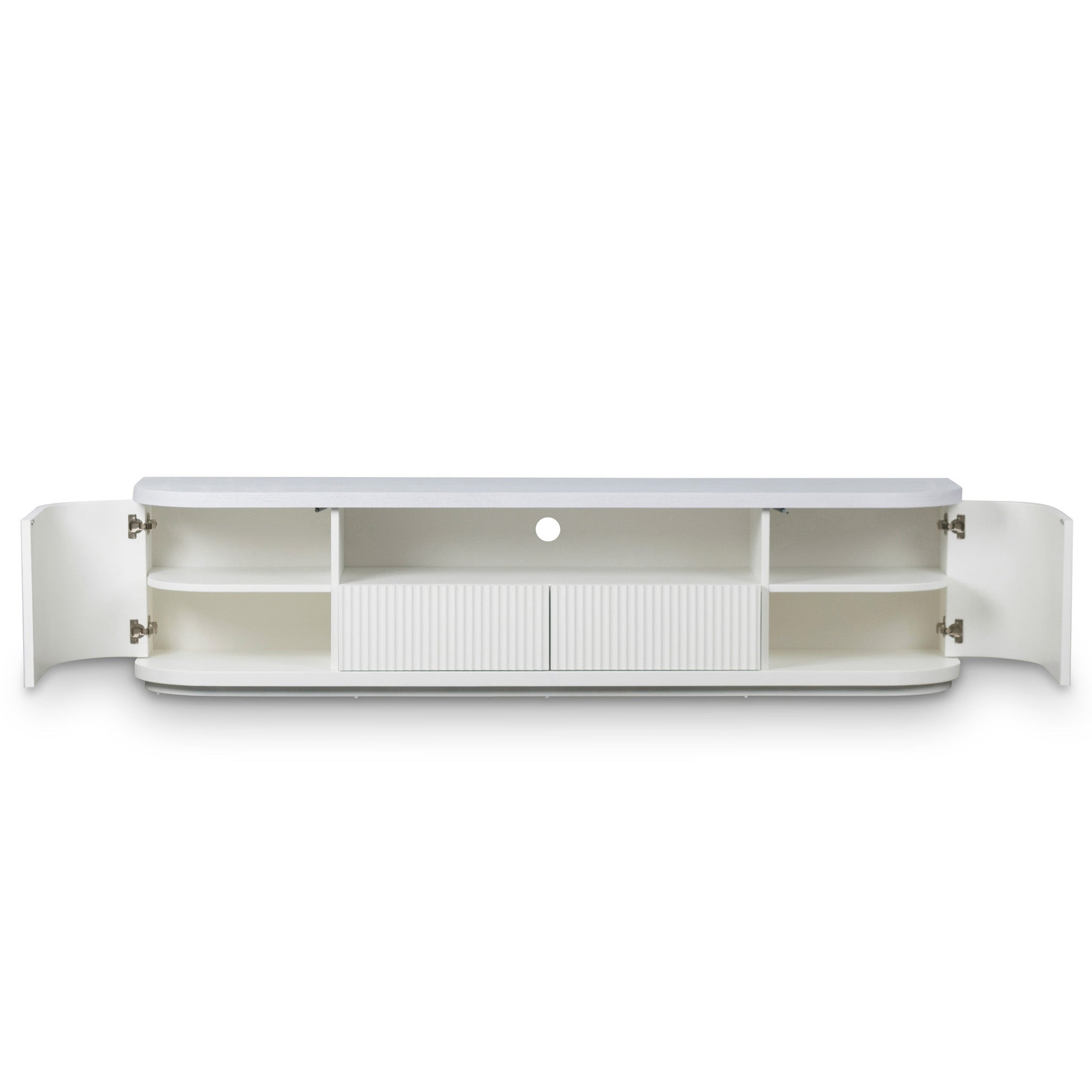 Vignir 2m Veneer Top Entertainment TV Unit - Two Tone White