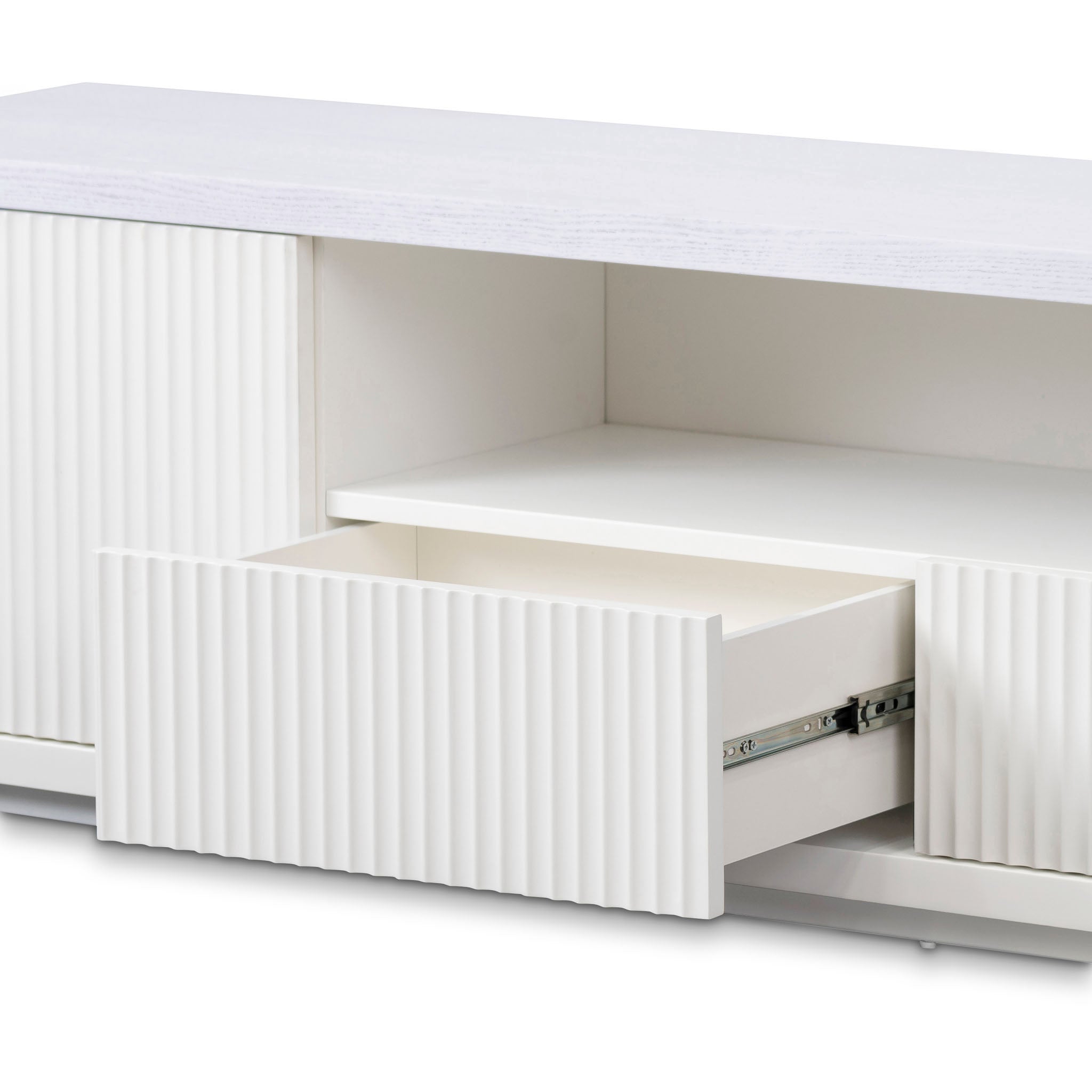 Vignir 2m Veneer Top Entertainment TV Unit - Two Tone White