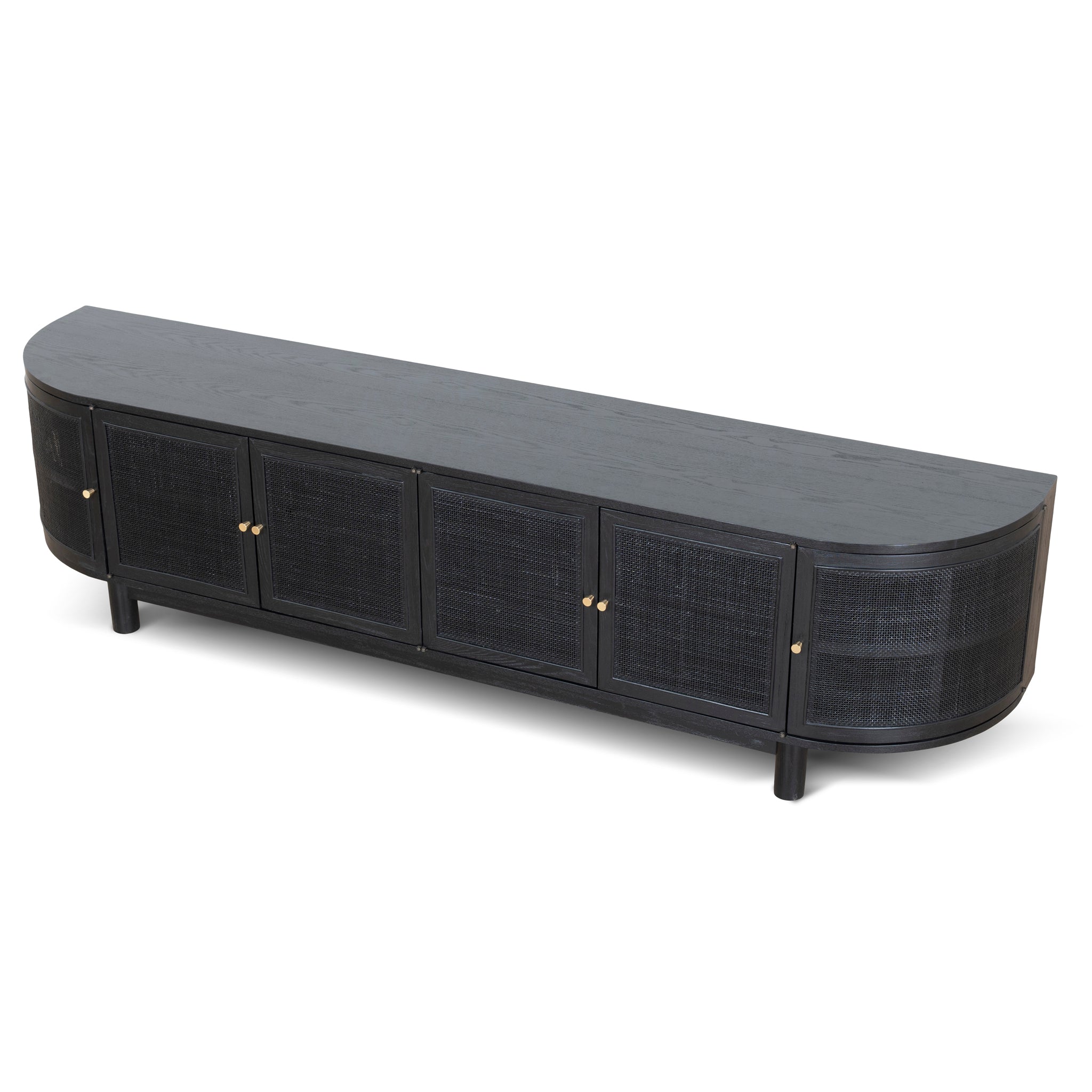 2.2m Rattan Doors TV Entertainment unit - Full Black