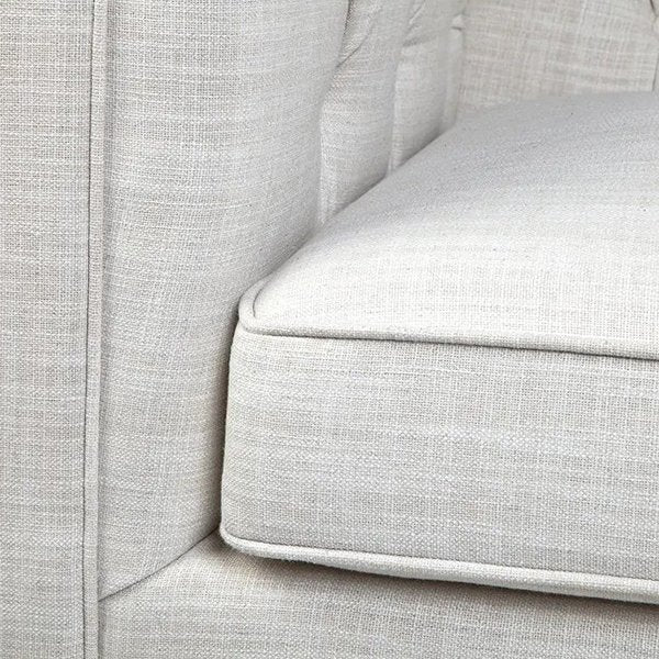 Tuxedo 3 Seater Tufted Sofa - Natural Linen