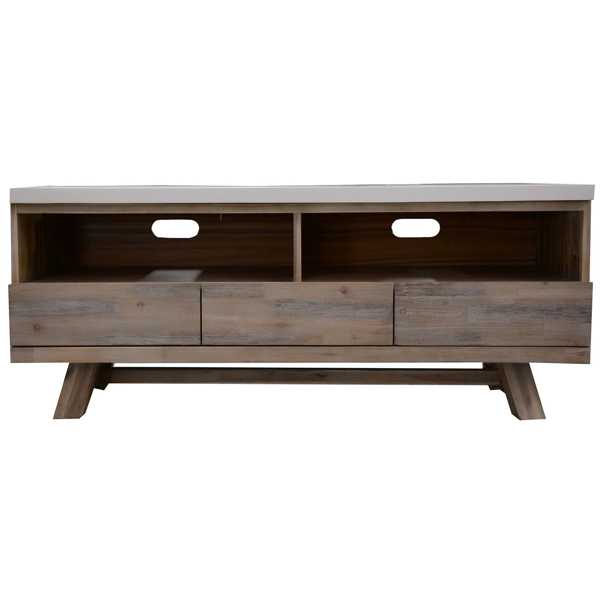 Charleston TV Unit with 3 Drawers & 2 Niches - White Top