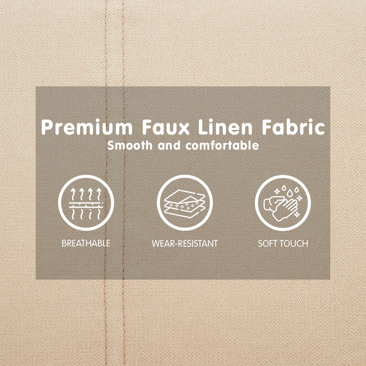 Sarantino 3 Seater Modular Faux Linen Fabric Sofa Bed Couch - Beige