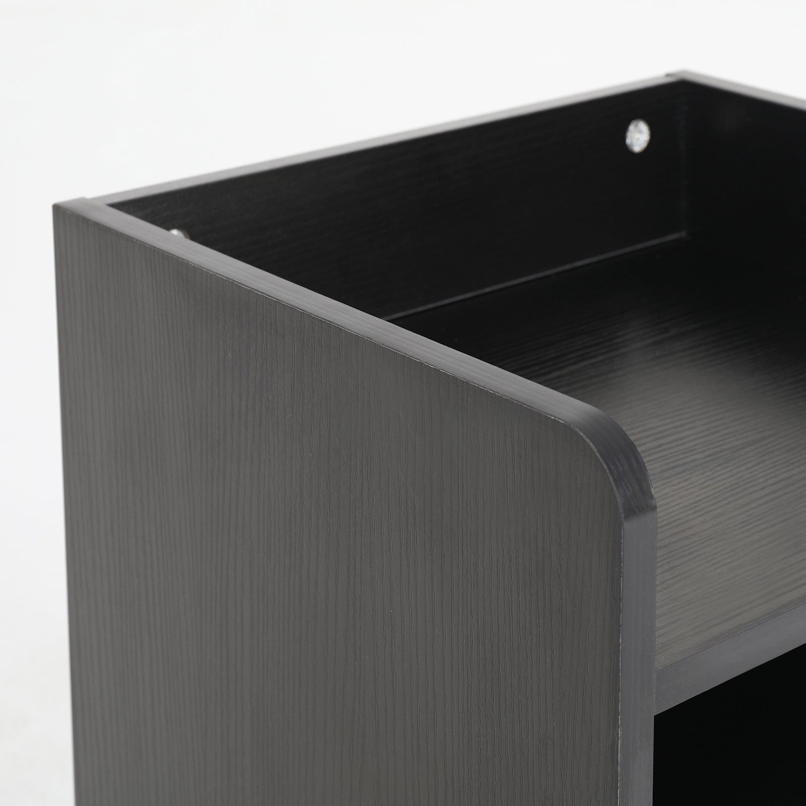 Bedside Table Side Storage Cabinet Nightstand 1 Drawer 2 Shelf LARK BLACK