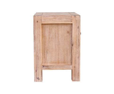 4 Pieces Bedroom Suite in Solid Wood Veneered Acacia Construction Timber Slat Double Size Oak Colour Bed, Bedside Table & Tallboy