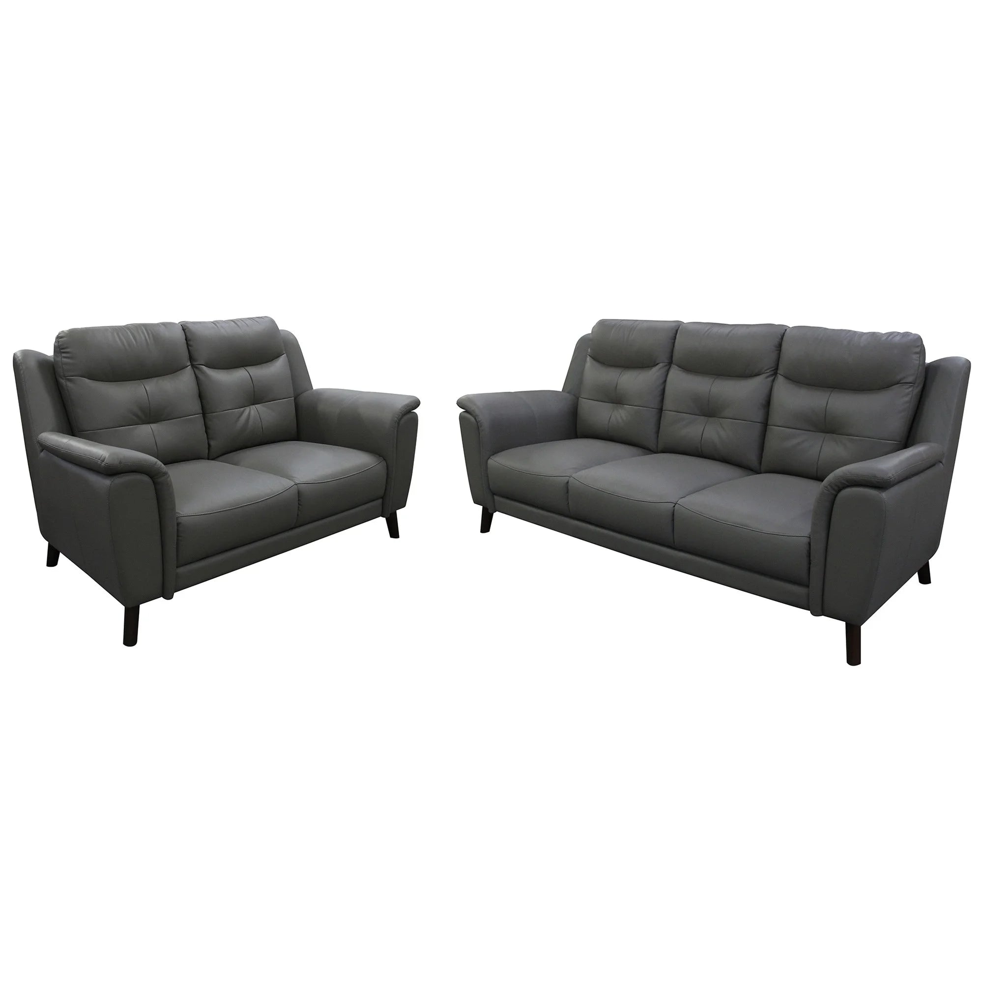 Georgia 3+2 Seater Leather Suite Lounge Set - Gunmetal