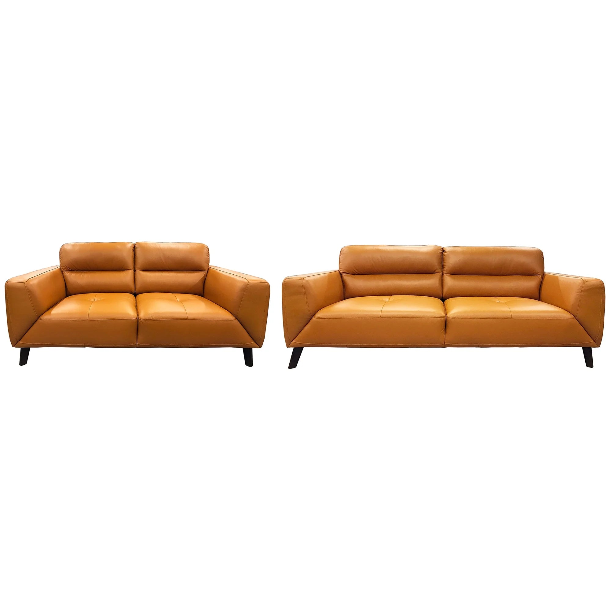 Sonoma 3+2 Seater Leather Sofa Set - Tangerine