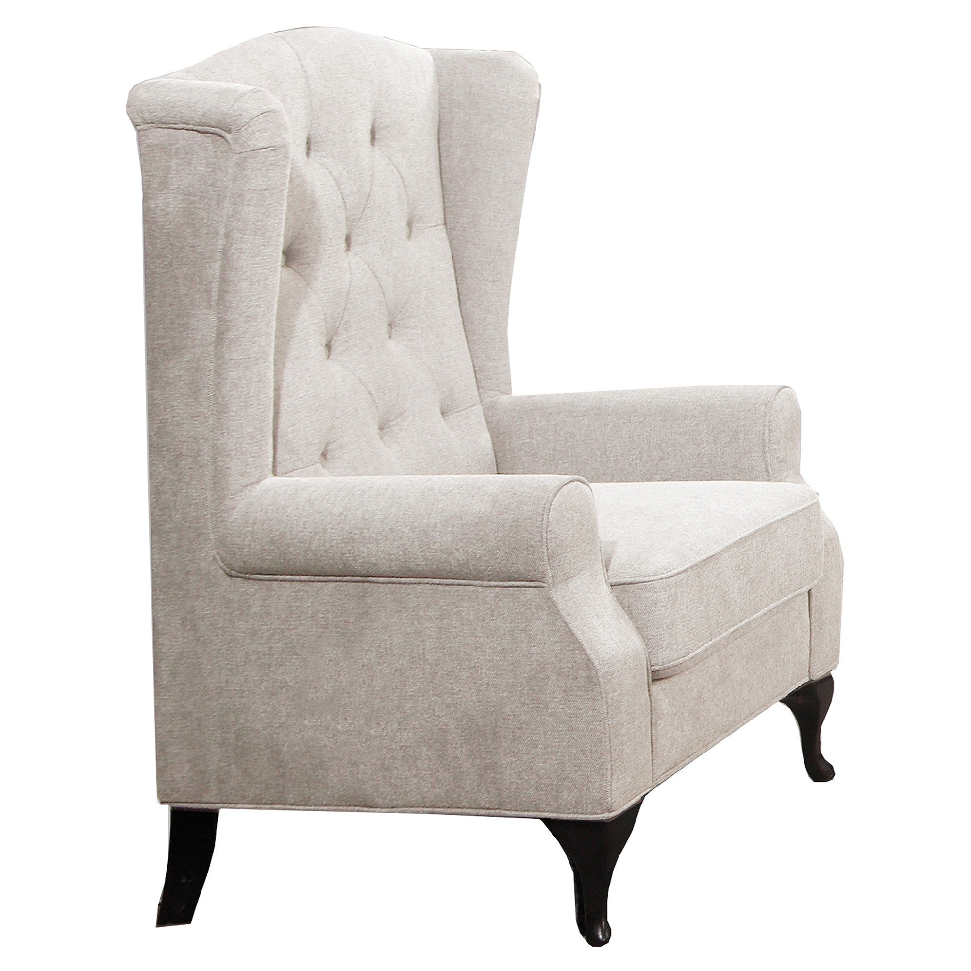 Degukoma Fabric Chesterfield Wing Back Armchair - Beige