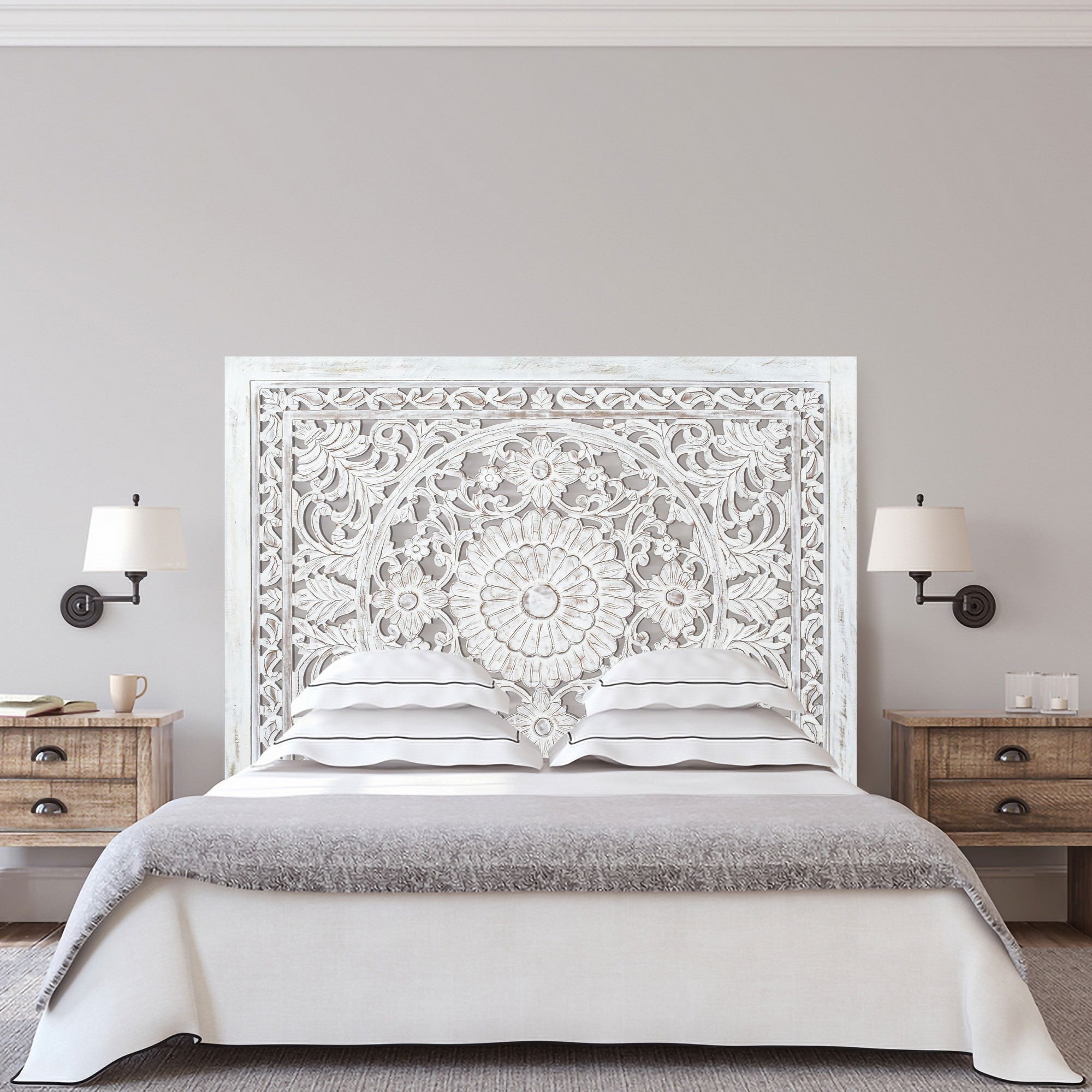 Ceforiva Handcrafted Mango Wood Bed Headhoard - Queen