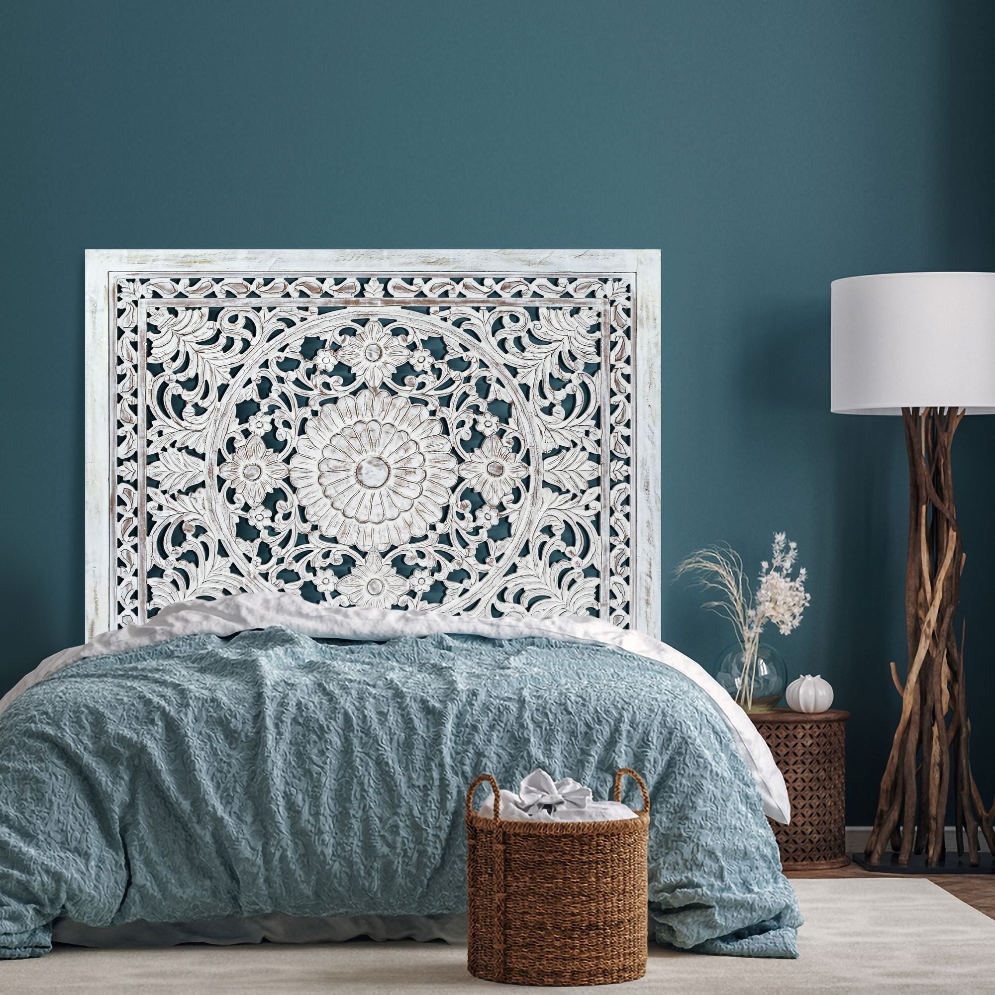 Ceforiva Handcrafted Mango Wood Bed Headhoard - Queen