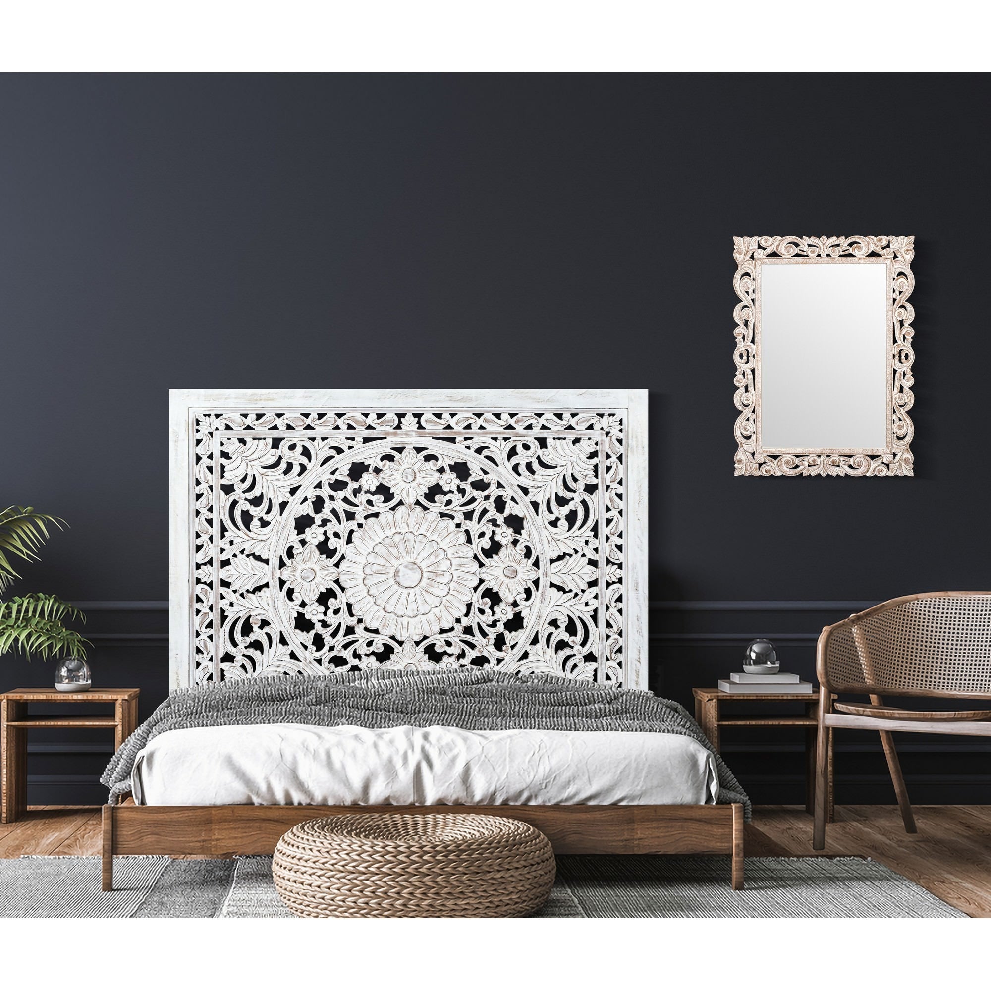 Ceforiva Handcrafted Mango Wood Bed Headhoard - Queen