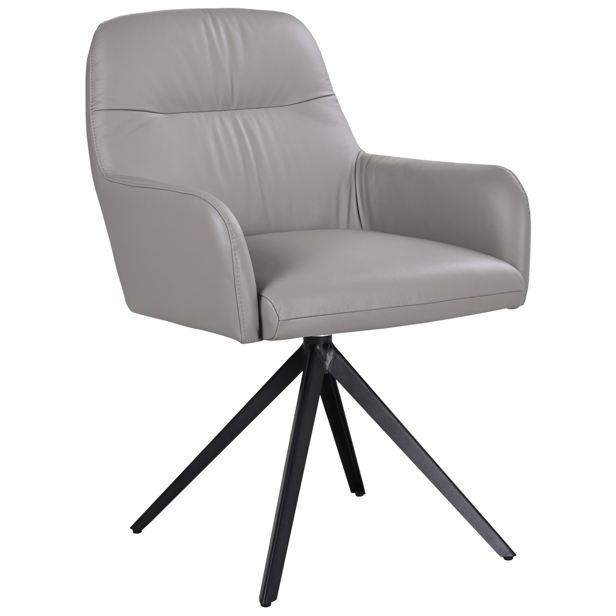Socuvila Leather Swivel Dining Armchair - Grey