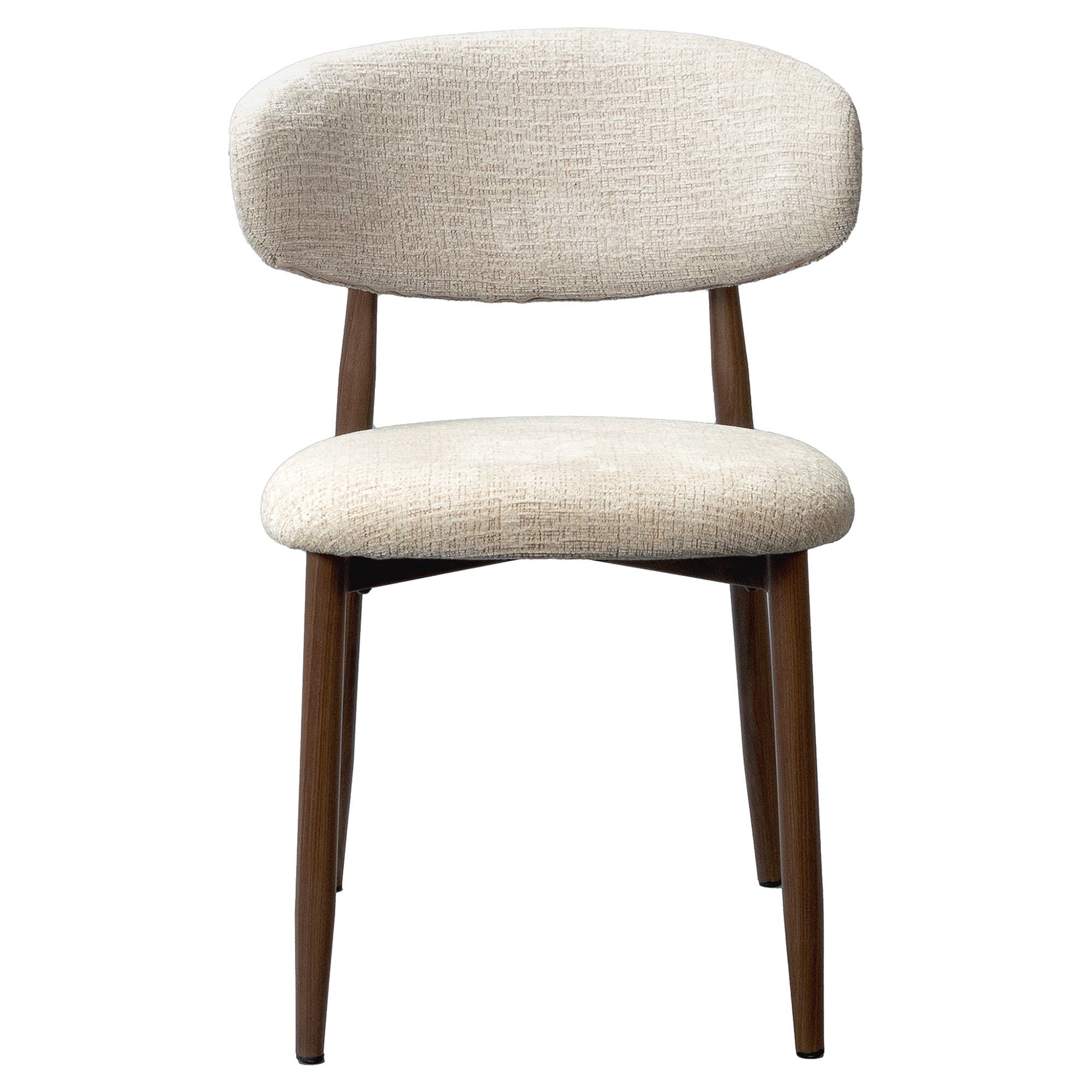 Sitero Fabric & Metal Dining Chair - Beige / Walnut