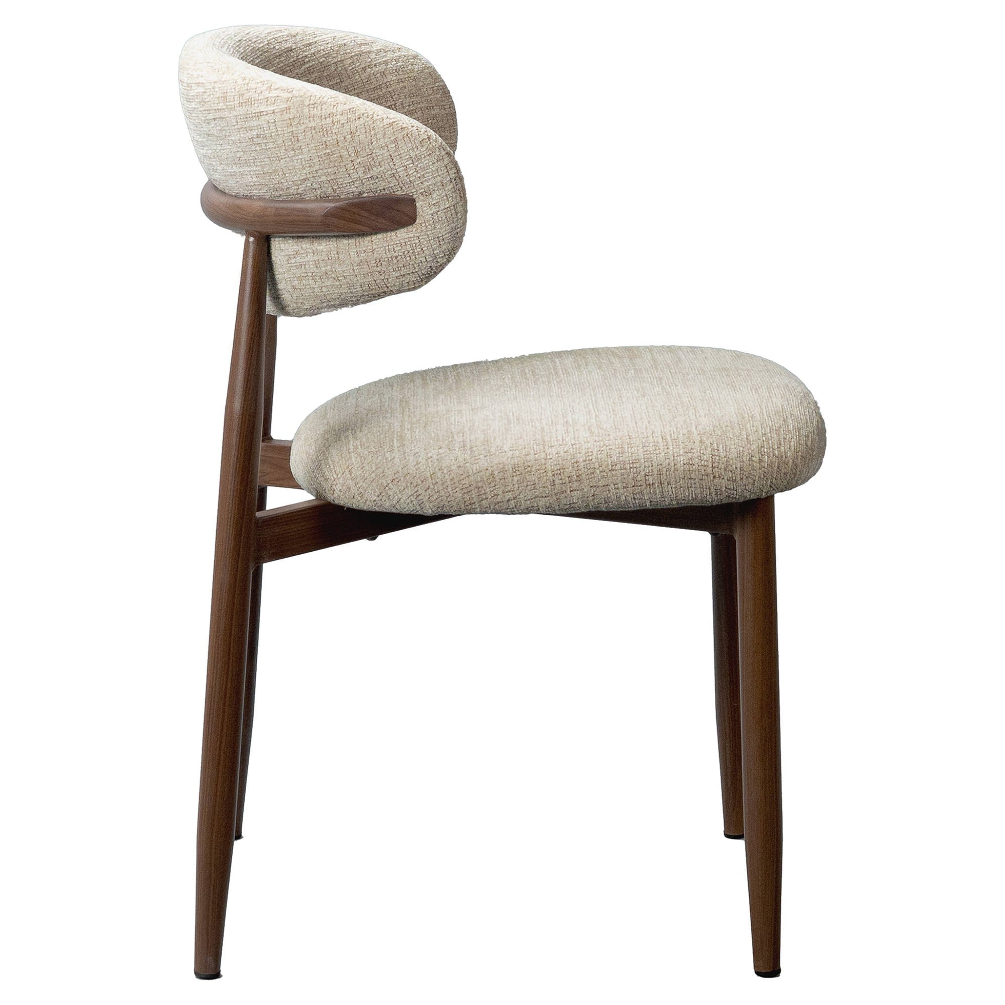 Sitero Fabric & Metal Dining Chair - Beige / Walnut
