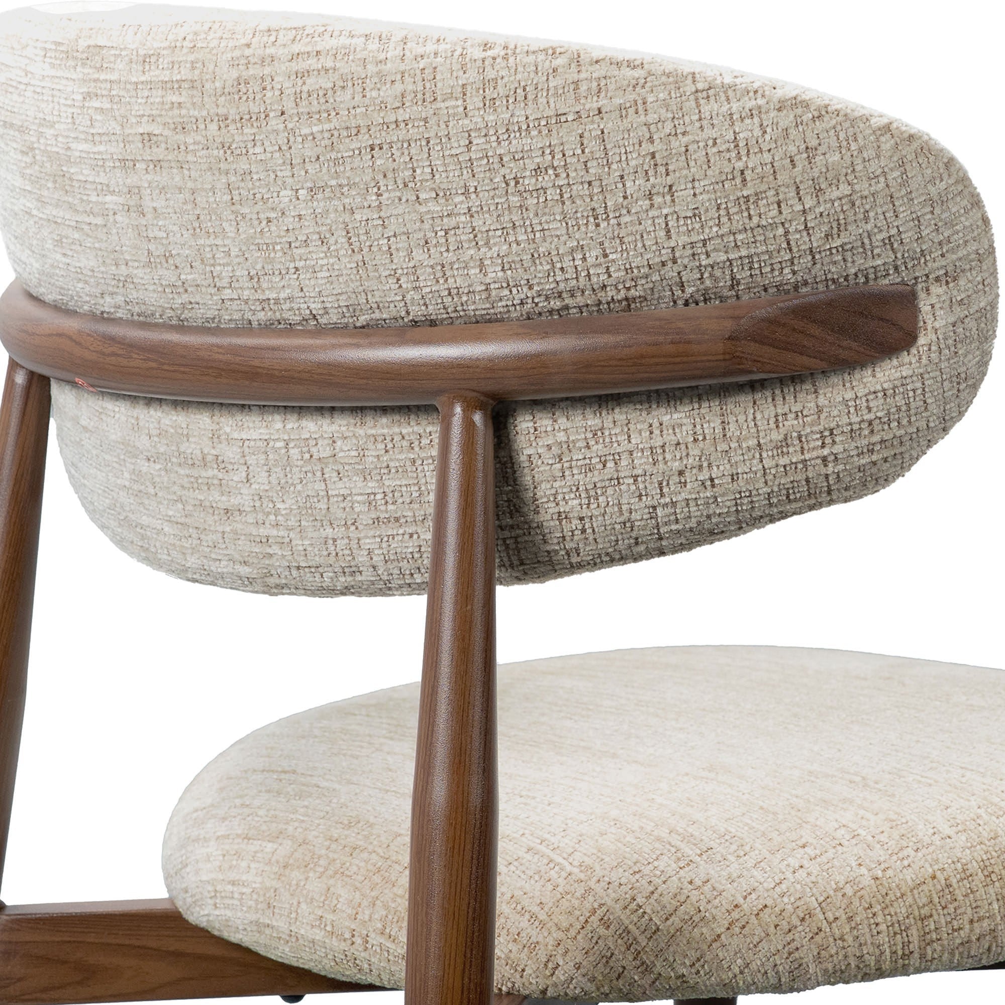 Sitero Fabric & Metal Dining Chair - Beige / Walnut