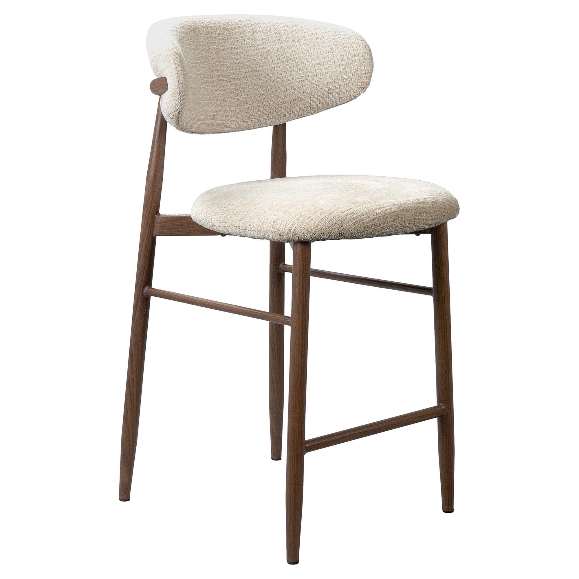 Tavana Fabric & Metal Counter Stool - Beige / Walnut