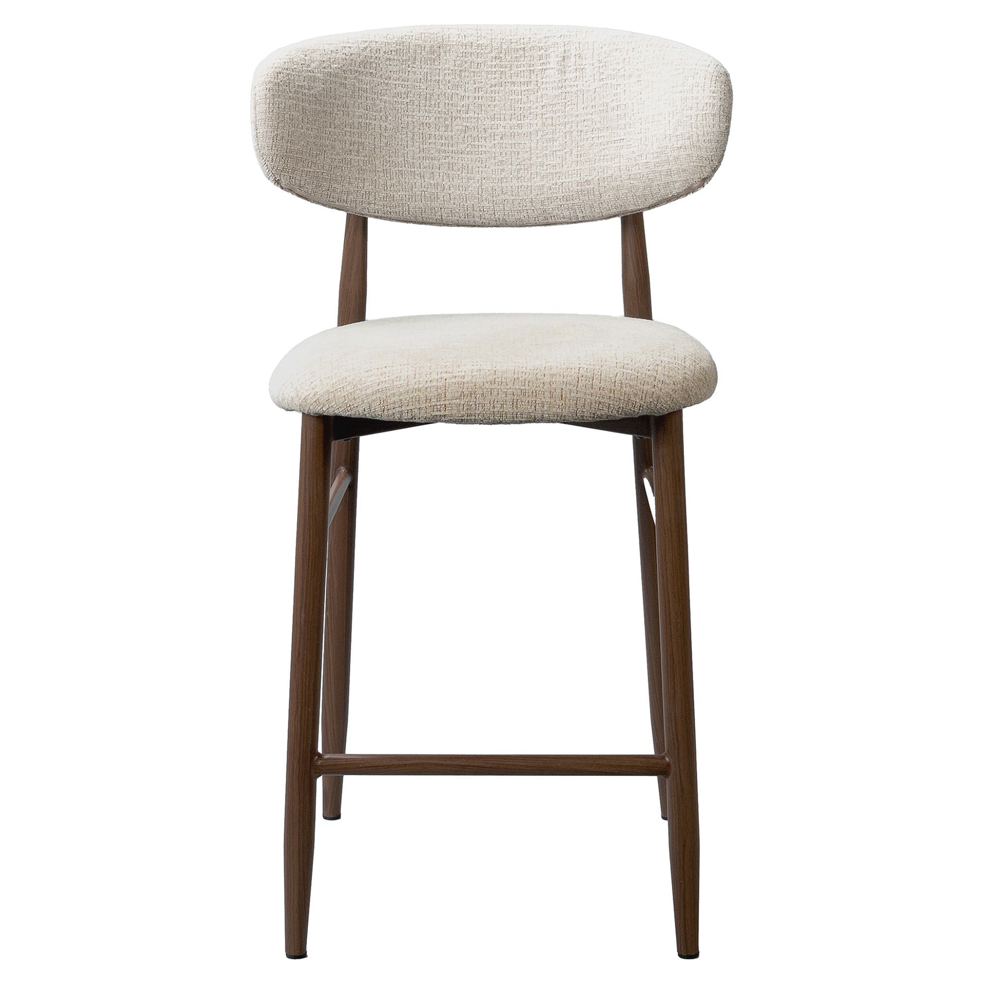 Tavana Fabric & Metal Counter Stool - Beige / Walnut