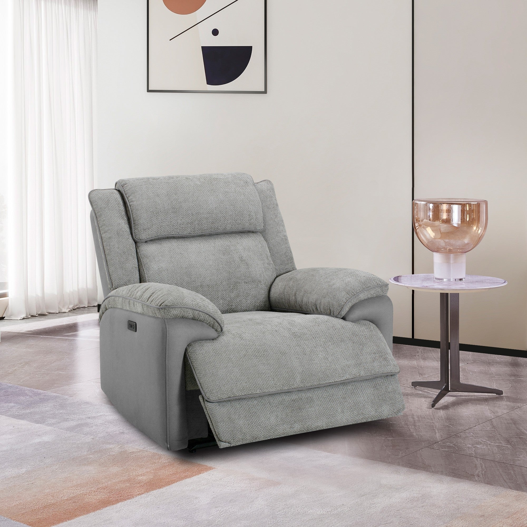 Nepocora Fabric Electric Recliner Armchair - Oyster