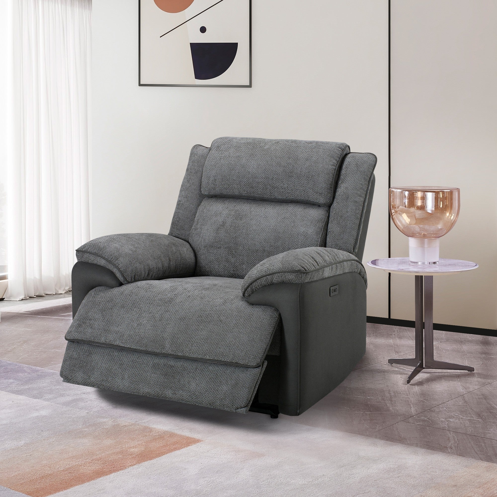 Rafiro Fabric Electric Recliner Armchair - Graphite