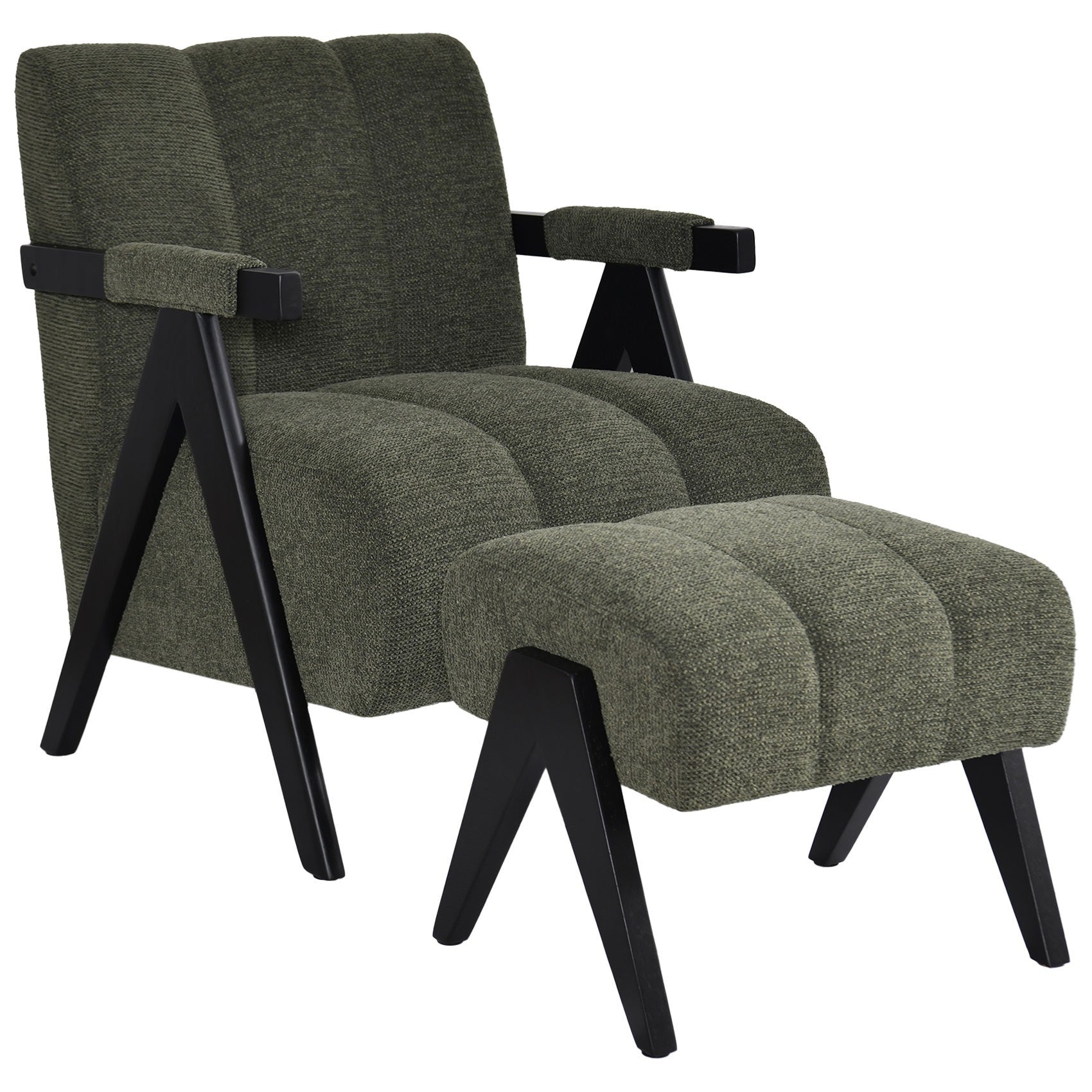 Demoria 2 Piece Fabric Armchair & Footstool Set