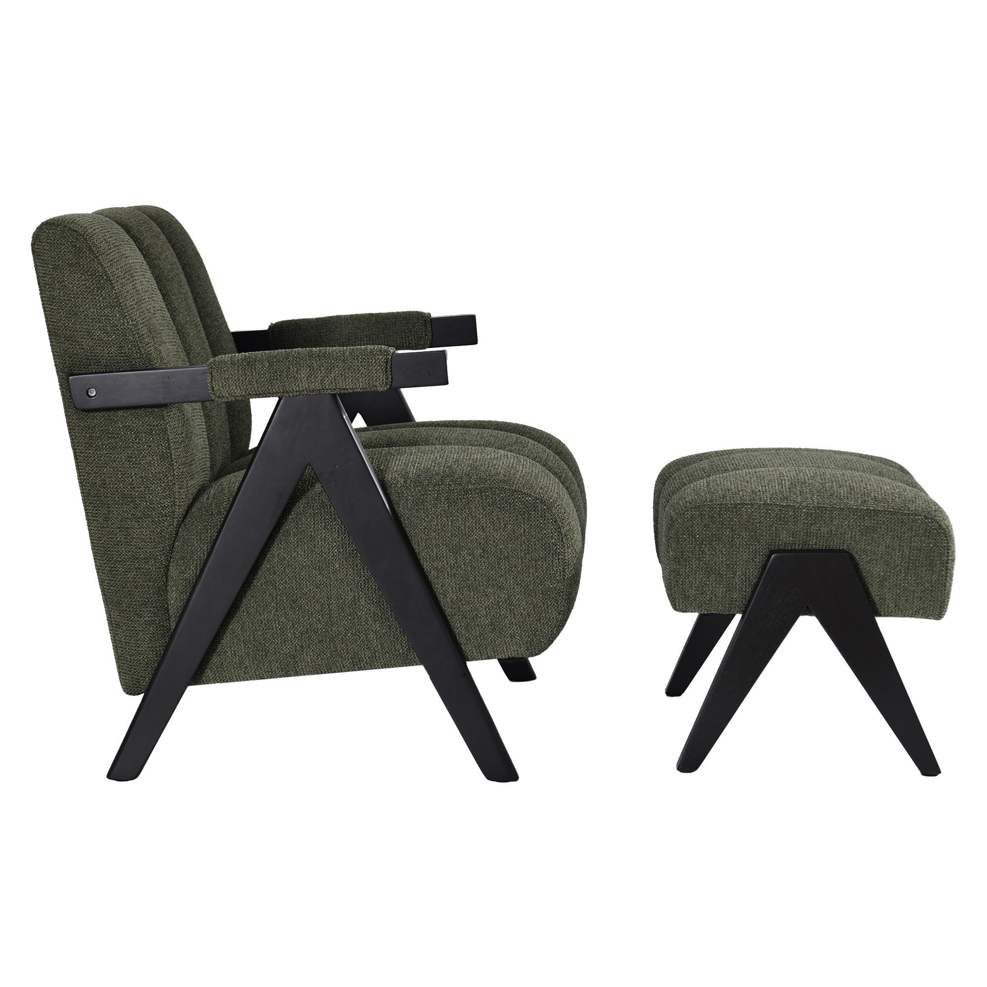 Demoria 2 Piece Fabric Armchair & Footstool Set