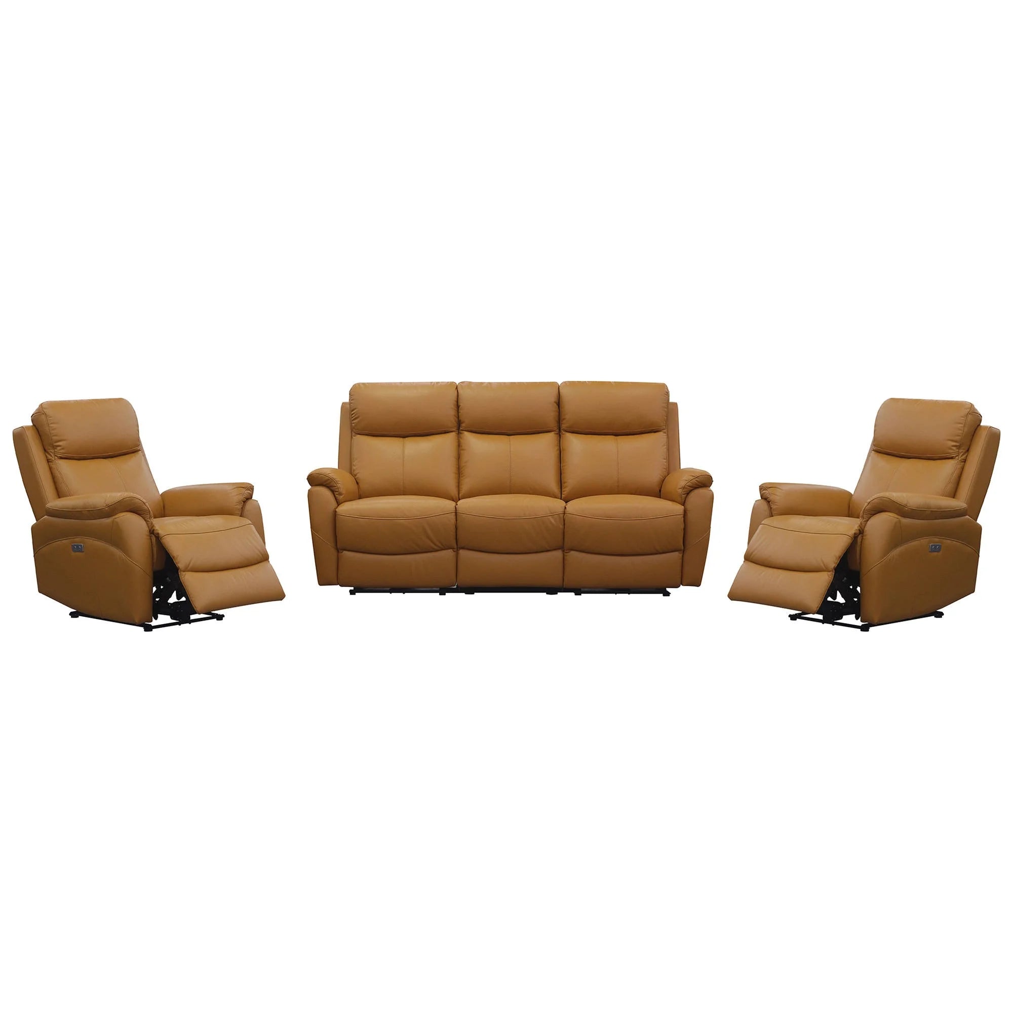 Camden Leather Electric Recliner Lounge Set - Tangerine