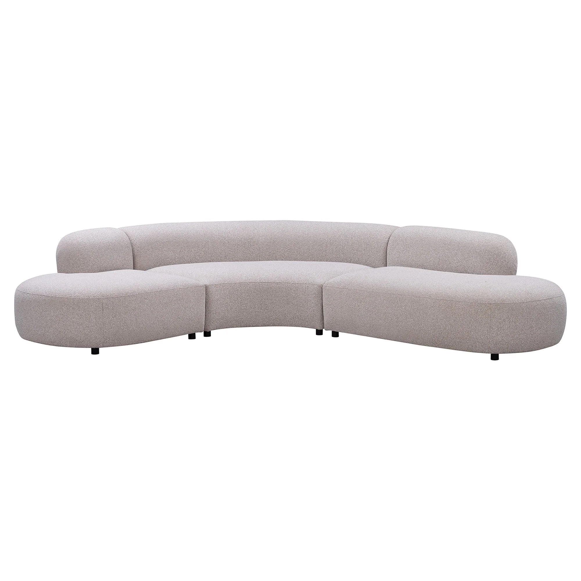 Daytona 3 Piece Curved Lounge Modular Sofa Set - Champagne