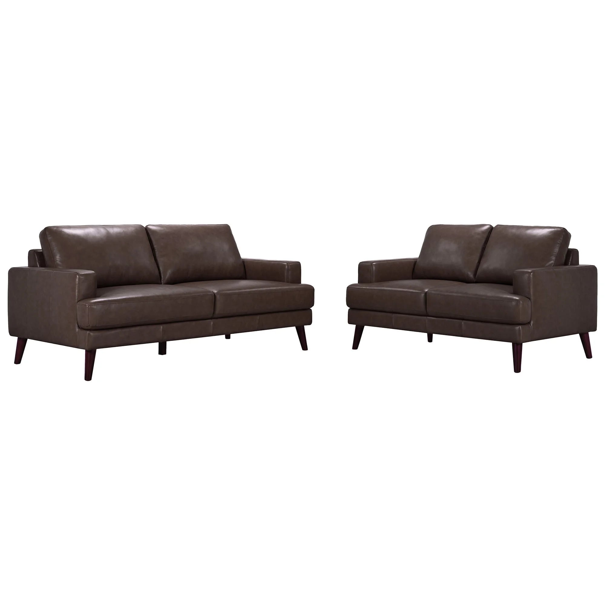 Mia 3+2 Seater Leather Sofa Set - Chocolate