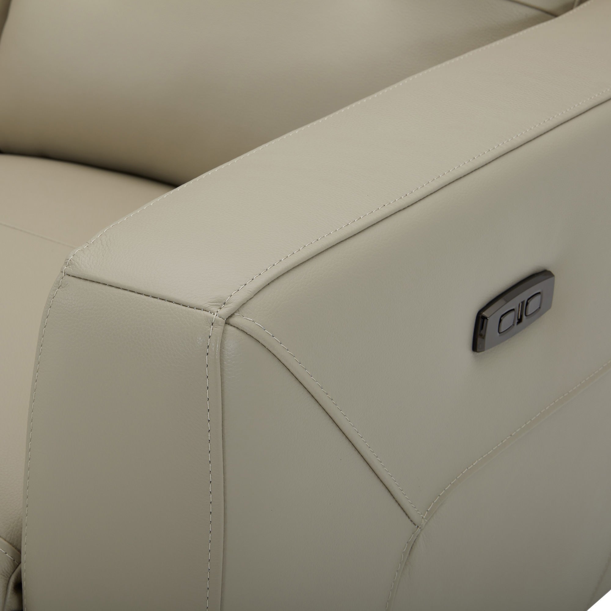 Petibela Leather Electric Recliner Armchair - Beige