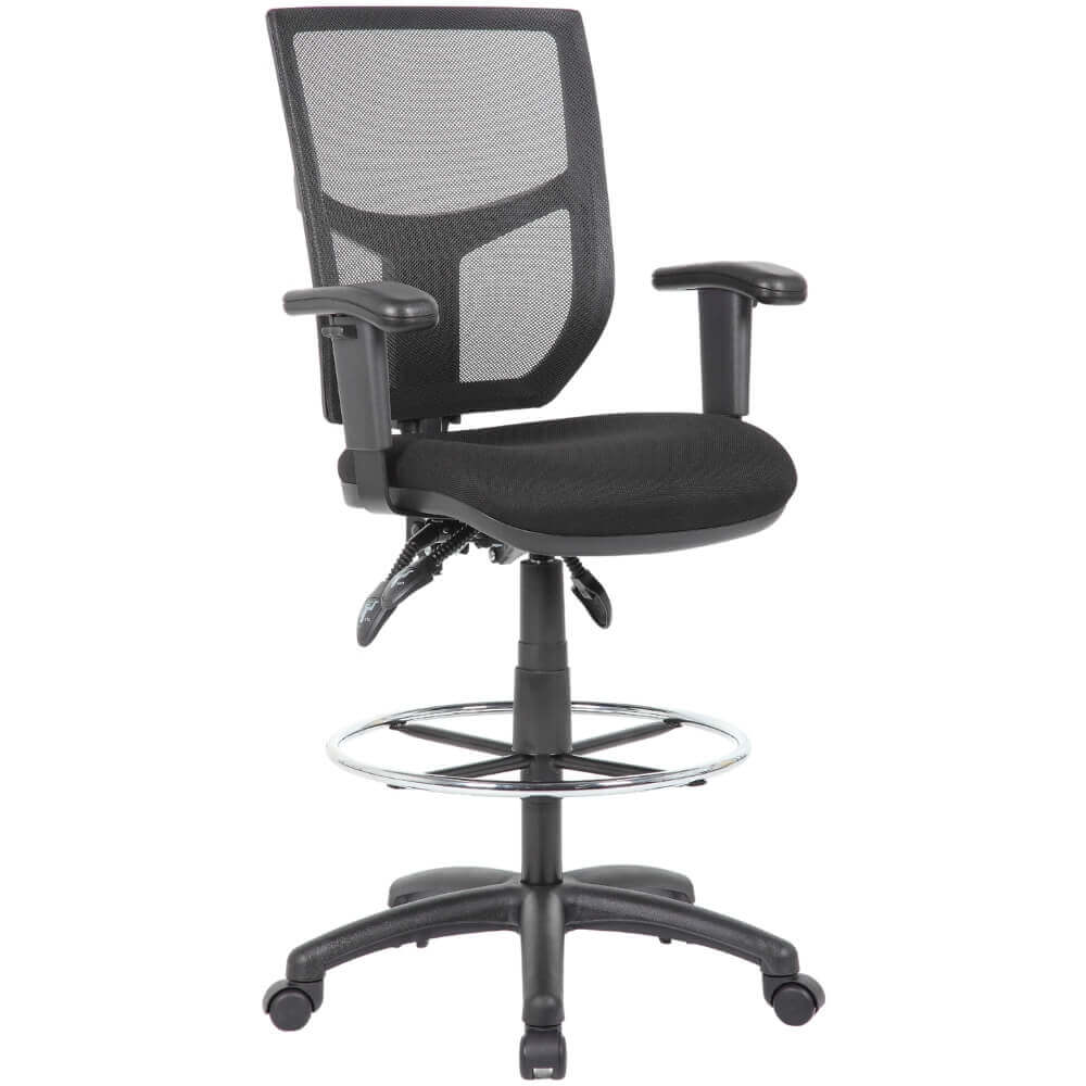 Halo Mesh Executive Office Chair with Drafting Ring - Black