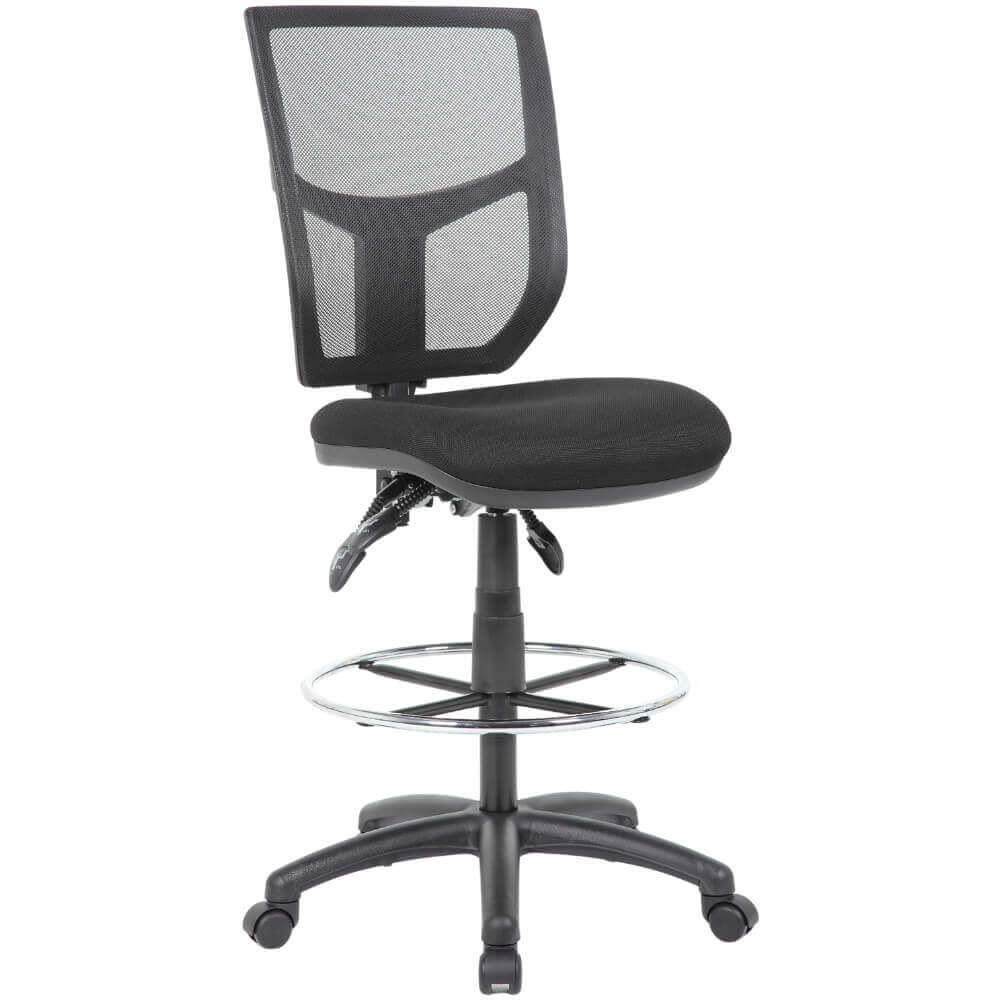 Halo Mesh Typist Office Chair with Drafting Ring - Black