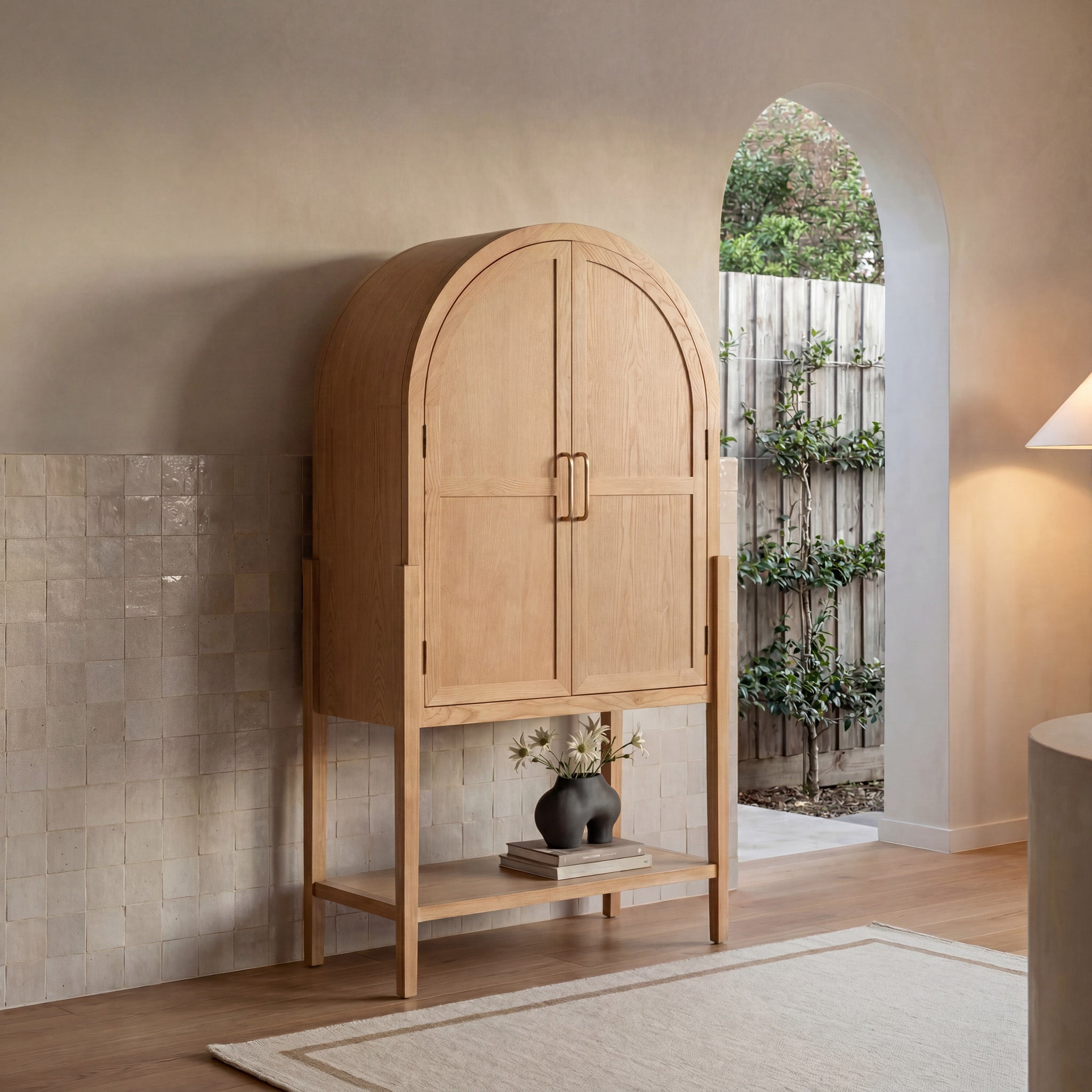 1.83m (H) Ash Curve Cabinet - Natural