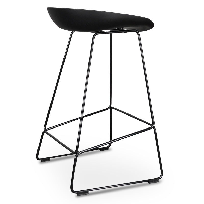 65cm Bar Stool - Black Seat With Black Frame - image 4