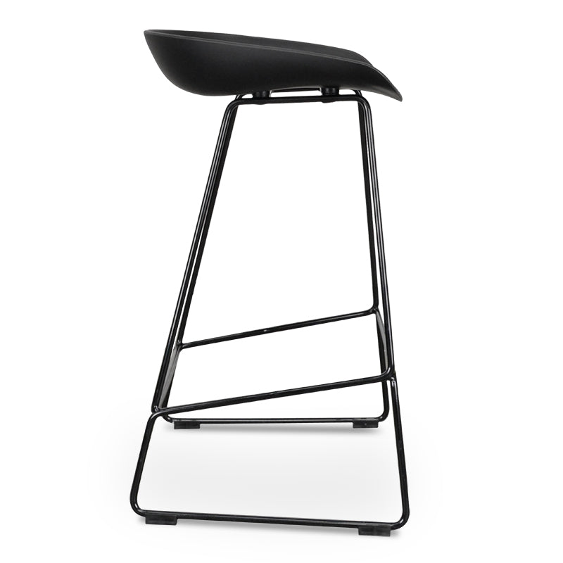65cm Bar Stool - Black Seat With Black Frame - image 5