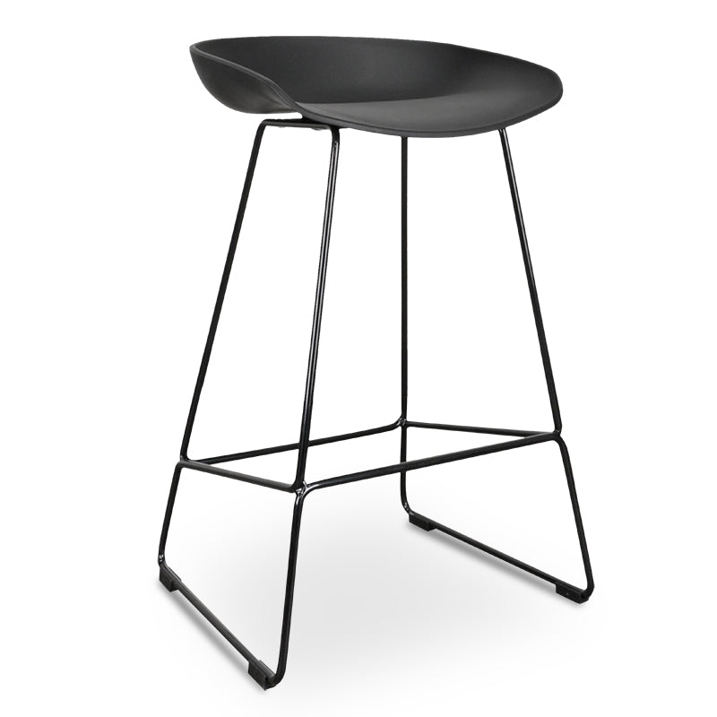 65cm Bar Stool - Black Seat With Black Frame - image 3