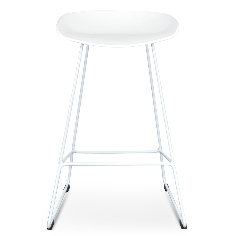 65cm Bar Stool - white Seat With white metal Frame - image 2