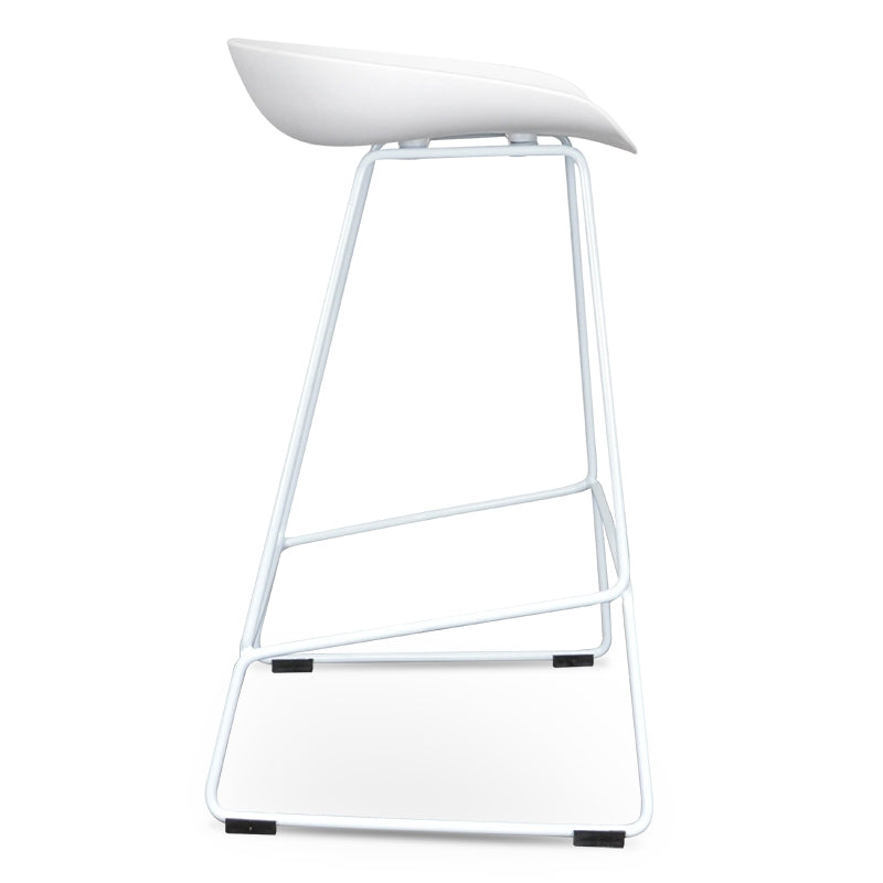 65cm Bar Stool - white Seat With white metal Frame - image 3