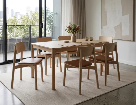 Andi Chair with Leather Seat Pad - Natural