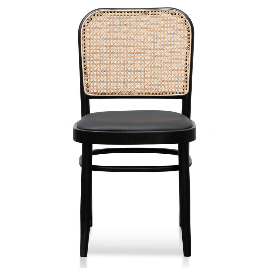 Black Cushion Dining Chair - Natural Rattan(Set of 2)