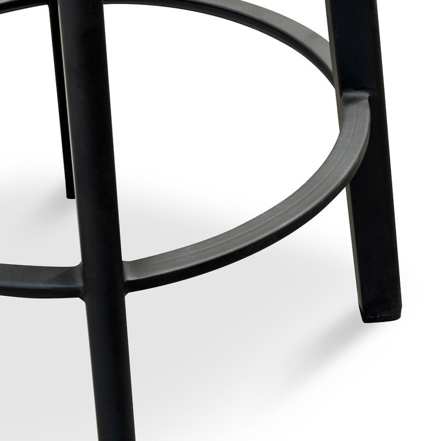 65cm Bar Stool With Black Timber Seat - Black Frame(Set of 2)
